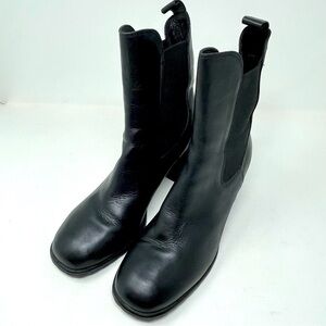 Paola Ferri Black Leather Ankle Boots – Size 10, Pull-On with Elastic Sides
